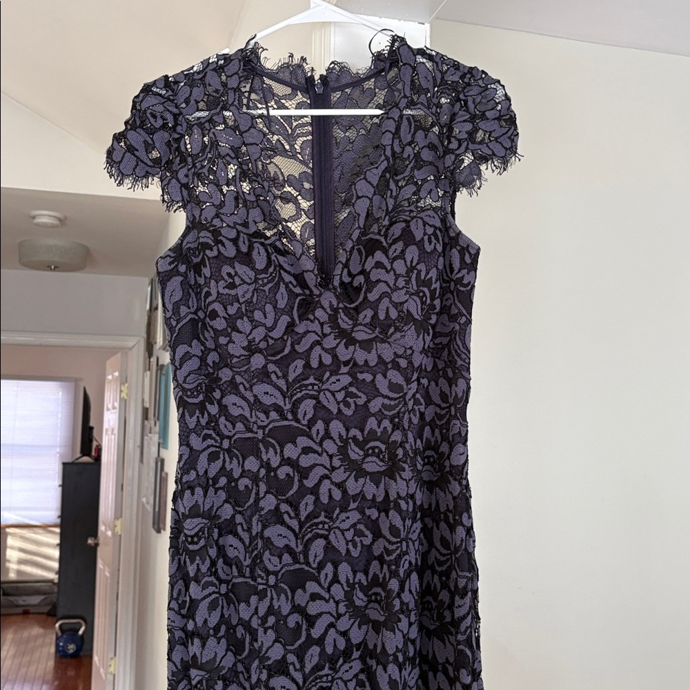 Chic Floral Lace Long Sleeve Dress - Black